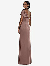 Rear View Thumbnail - Sienna Twist Cuff One-Shoulder Princess Line Trumpet Gown