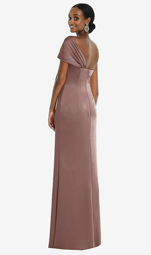 Back View - Sienna Twist Cuff One-Shoulder Princess Line Trumpet Gown