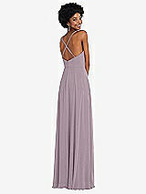 Rear View Thumbnail - Lilac Dusk Faux Wrap Criss Cross Back Maxi Dress with Adjustable Straps