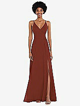 Front View Thumbnail - Auburn Moon Faux Wrap Criss Cross Back Maxi Dress with Adjustable Straps