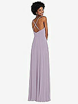 Rear View Thumbnail - Lilac Haze Faux Wrap Criss Cross Back Maxi Dress with Adjustable Straps