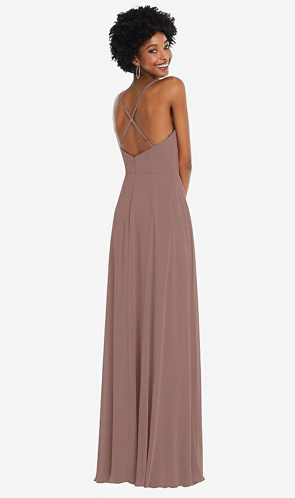 Back View - Sienna Faux Wrap Criss Cross Back Maxi Dress with Adjustable Straps