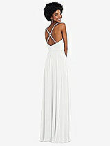 Rear View Thumbnail - White Faux Wrap Criss Cross Back Maxi Dress with Adjustable Straps