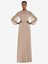 Alt View 1 Thumbnail - Topaz Strapless Chiffon Maxi Dress with Puff Sleeve Blouson Overlay 