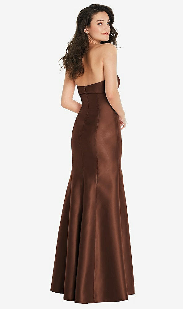 Back View - Cognac Bow Cuff Strapless Princess Waist Trumpet Gown