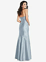 Rear View Thumbnail - Mist Bow Cuff Strapless Princess Waist Trumpet Gown