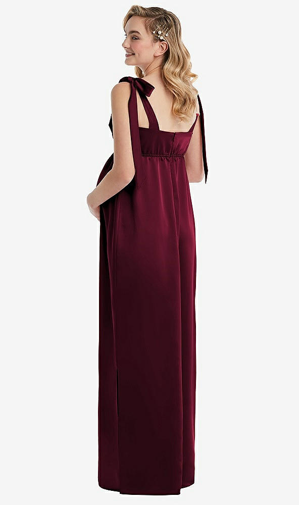 Back View - Cabernet Flat Tie-Shoulder Empire Waist Maternity Dress