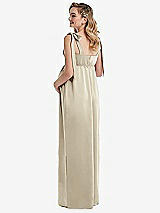 Rear View Thumbnail - Champagne Flat Tie-Shoulder Empire Waist Maternity Dress