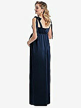 Rear View Thumbnail - Midnight Navy Flat Tie-Shoulder Empire Waist Maternity Dress