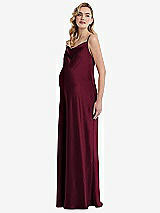 Side View Thumbnail - Cabernet Cowl-Neck Tie-Strap Maternity Slip Dress