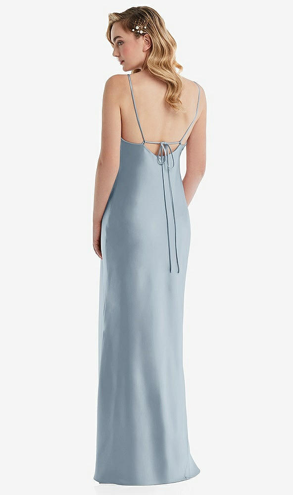 Back View - Mist Cowl-Neck Tie-Strap Maternity Slip Dress