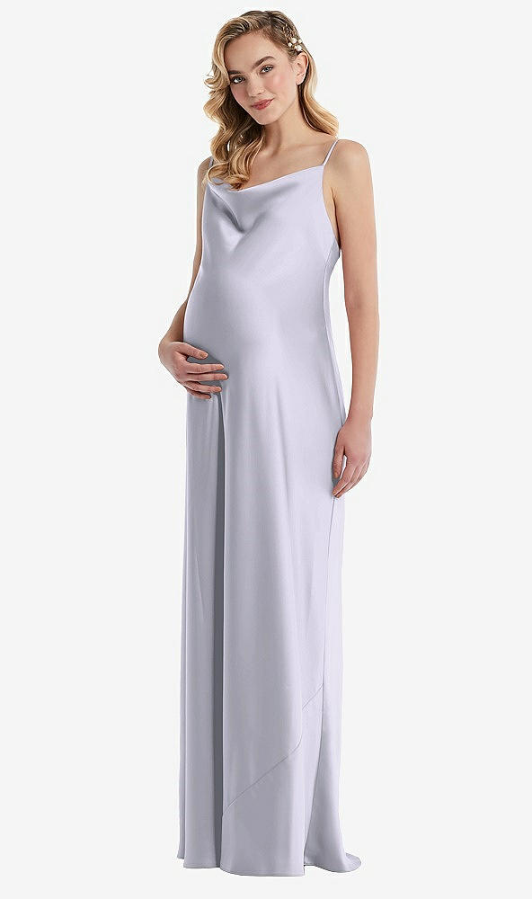 Front View - Silver Dove Cowl-Neck Tie-Strap Maternity Slip Dress