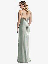 Rear View Thumbnail - Willow Green Cowl-Neck Tie-Strap Maternity Slip Dress