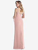 Rear View Thumbnail - Rose - PANTONE Rose Quartz Wide Strap Square Neck Maternity Trumpet Gown