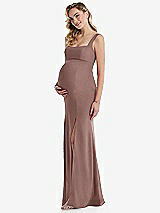 Side View Thumbnail - Sienna Wide Strap Square Neck Maternity Trumpet Gown