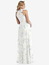 Rear View Thumbnail - Bleu Garden Scarf Tie High Neck Halter Chiffon Maternity Dress