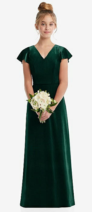 Evergreen Lux Velvet Junior Bridesmaid Dresses