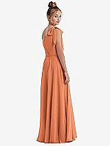 Rear View Thumbnail - Sweet Melon One-Shoulder Scarf Bow Chiffon Junior Bridesmaid Dress