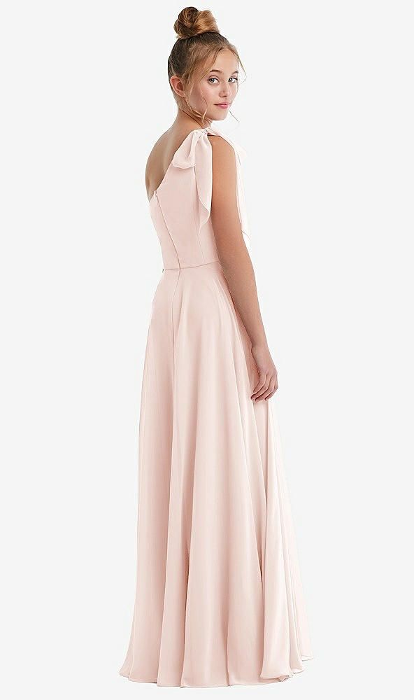 Back View - Blush One-Shoulder Scarf Bow Chiffon Junior Bridesmaid Dress