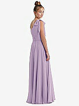 Rear View Thumbnail - Pale Purple One-Shoulder Scarf Bow Chiffon Junior Bridesmaid Dress