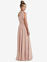 Rear View Thumbnail - Toasted Sugar One-Shoulder Scarf Bow Chiffon Junior Bridesmaid Dress