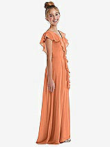 Side View Thumbnail - Sweet Melon Cascading Ruffle Full Skirt Chiffon Junior Bridesmaid Dress