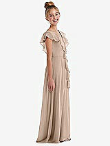 Side View Thumbnail - Topaz Cascading Ruffle Full Skirt Chiffon Junior Bridesmaid Dress