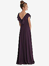 Rear View Thumbnail - Aubergine Cascading Ruffle Full Skirt Chiffon Junior Bridesmaid Dress