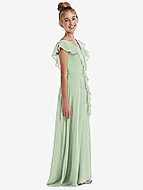 Side View Thumbnail - Celadon Cascading Ruffle Full Skirt Chiffon Junior Bridesmaid Dress