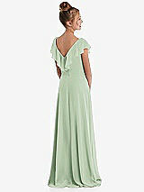 Rear View Thumbnail - Celadon Cascading Ruffle Full Skirt Chiffon Junior Bridesmaid Dress