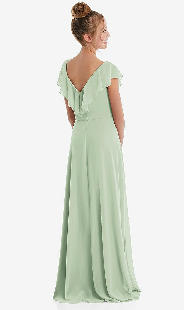 Back View - Celadon Cascading Ruffle Full Skirt Chiffon Junior Bridesmaid Dress