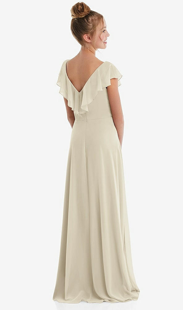 Back View - Champagne Cascading Ruffle Full Skirt Chiffon Junior Bridesmaid Dress