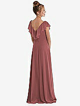 Rear View Thumbnail - English Rose Cascading Ruffle Full Skirt Chiffon Junior Bridesmaid Dress