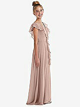 Side View Thumbnail - Neu Nude Cascading Ruffle Full Skirt Chiffon Junior Bridesmaid Dress