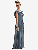 Side View Thumbnail - Silverstone Cascading Ruffle Full Skirt Chiffon Junior Bridesmaid Dress