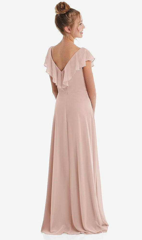 Back View - Toasted Sugar Cascading Ruffle Full Skirt Chiffon Junior Bridesmaid Dress