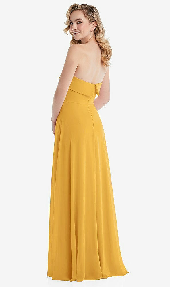 Back View - NYC Yellow Cuffed Strapless Maxi Dress with Front Slit