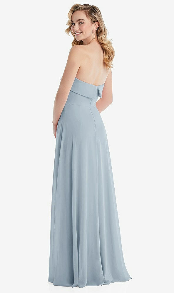 Back View - Mist Cuffed Strapless Maxi Dress with Front Slit