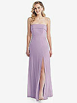 Front View Thumbnail - Pale Purple Cuffed Strapless Maxi Dress with Front Slit