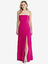 Front View Thumbnail - Think Pink Cuffed Strapless Maxi Dress with Front Slit