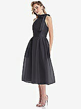 Side View Thumbnail - Onyx Scarf-Tie High-Neck Halter Organdy Midi Dress