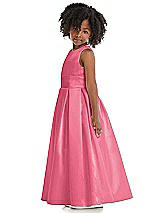 Side View Thumbnail - Punch Sleeveless Pleated Skirt Satin Flower Girl Dress