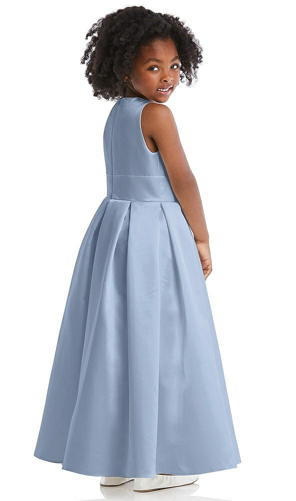 Back View - Cloudy Sleeveless Pleated Skirt Satin Flower Girl Dress