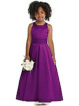 Front View Thumbnail - Dahlia Sleeveless Pleated Skirt Satin Flower Girl Dress