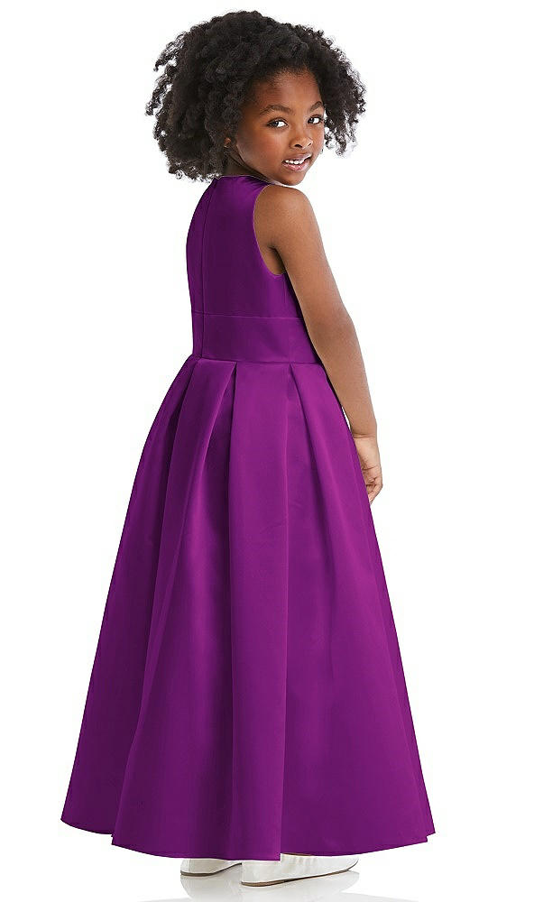 Back View - Dahlia Sleeveless Pleated Skirt Satin Flower Girl Dress