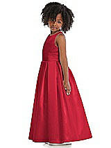 Side View Thumbnail - Flame Sleeveless Pleated Skirt Satin Flower Girl Dress