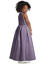 Rear View Thumbnail - Lavender Sleeveless Pleated Skirt Satin Flower Girl Dress