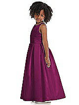 Side View Thumbnail - Merlot Sleeveless Pleated Skirt Satin Flower Girl Dress