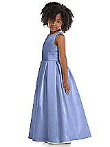 Side View Thumbnail - Periwinkle - PANTONE Serenity Sleeveless Pleated Skirt Satin Flower Girl Dress