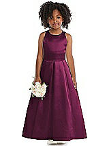 Front View Thumbnail - Ruby Sleeveless Pleated Skirt Satin Flower Girl Dress